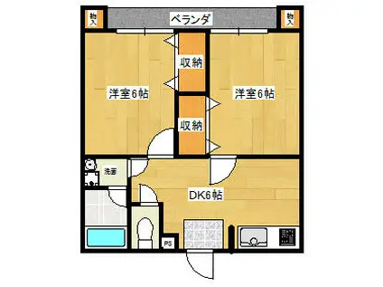 ヴィラージュ新鎌ヶ谷(2DK/3階)の間取り写真