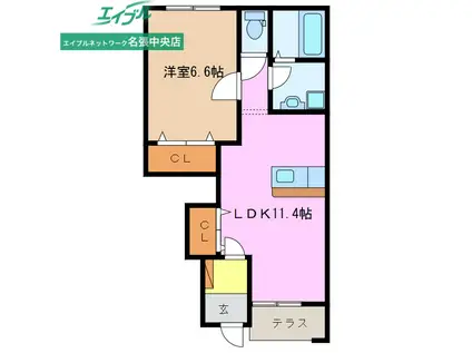 サンルーラルII(1LDK/1階)の間取り写真