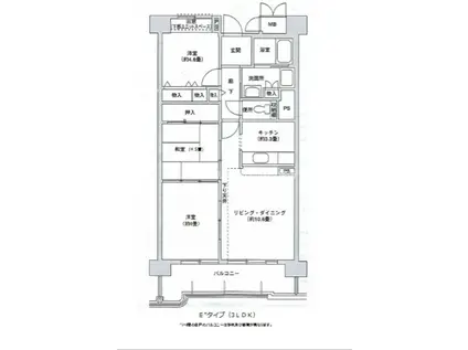 コーシャハイツ高見37(3LDK/14階)の間取り写真