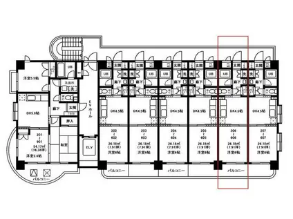 プレーネ西葛西(1DK/5階)の間取り写真
