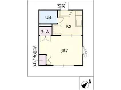ユースフラッツ(1K/1階)の間取り写真