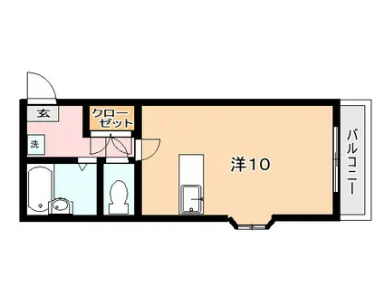 ロイヤルメゾン下荒田(ワンルーム/1階)の間取り写真