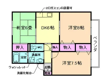 ソレーユ萩原A棟(3DK/1階)の間取り写真