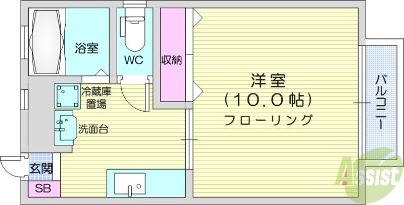 マリーナハウス(1DK/2階)の間取り写真