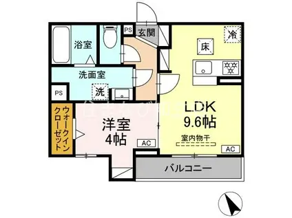 ルナジア(1LDK/1階)の間取り写真