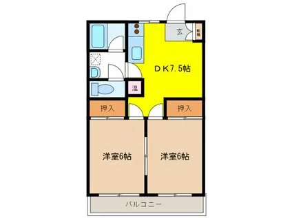 サンレジデンス大向(2DK/2階)の間取り写真