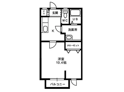 Mヒルズ(1K/1階)の間取り写真