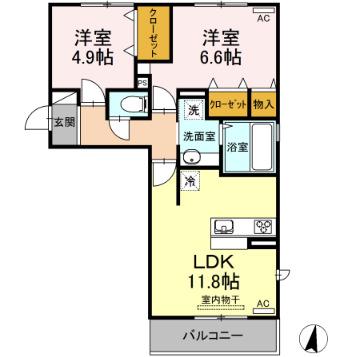 カーサ・ペキーノ(2LDK/3階)の間取り写真
