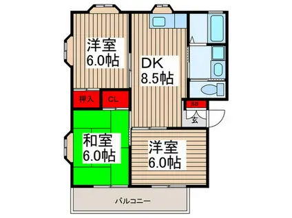 フィールドNパレス(3DK/1階)の間取り写真