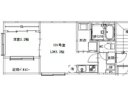 お花茶屋1丁目(1LDK/1階)の間取り写真