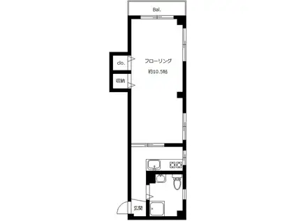 グリーンハイツ中野(1K/3階)の間取り写真