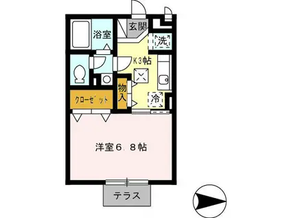 セジュール上熊本(1K/1階)の間取り写真