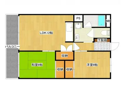 大産原ビル(2LDK/3階)の間取り写真