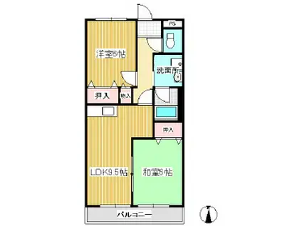 レジデンス天神(2LDK/2階)の間取り写真