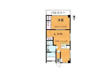 第2ハイツ石山(1LDK/3階)の間取り写真