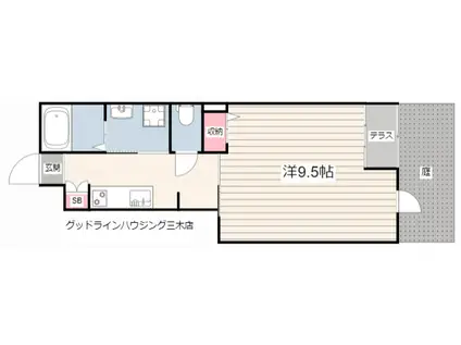 ラ・プレールIII(1K/1階)の間取り写真