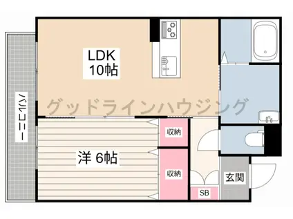 グリーンセント上中(1LDK/2階)の間取り写真