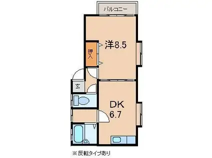 アヴィタシオン津志田A(1DK/2階)の間取り写真