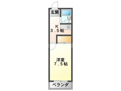 アップライゼツジ(1K/2階)の間取り写真