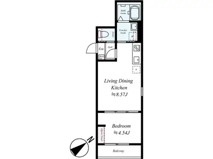 グラディスかしわ台2(1LDK/1階)の間取り写真