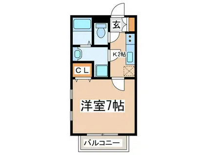 プロムナード・デ・サングレI(1K/1階)の間取り写真