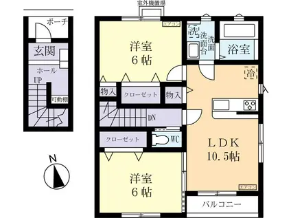 ディアコート香取台B(2LDK/2階)の間取り写真