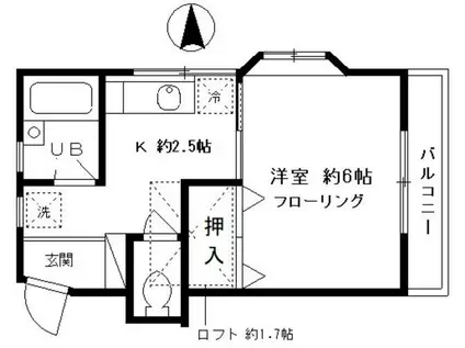 メゾンコーラル(1K/2階)の間取り写真