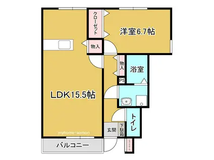 プリマヴェーラII(1LDK/1階)の間取り写真