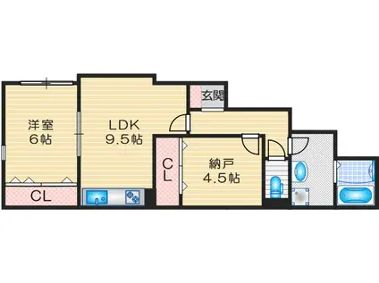 HEALING GRACE 高槻高西町A棟(2LDK/3階)の間取り写真