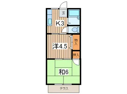 柳川ハイツ(2K/1階)の間取り写真
