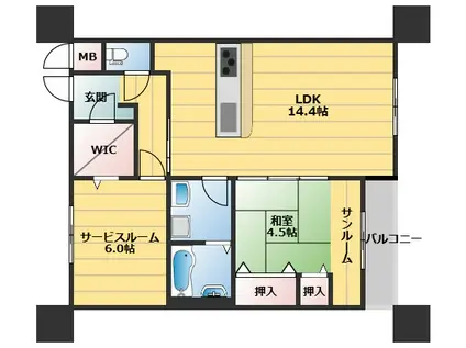 RAVINE千里中央(1SLDK/1階)の間取り写真