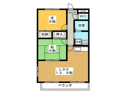 グレースコートII(2LDK/2階)の間取り写真