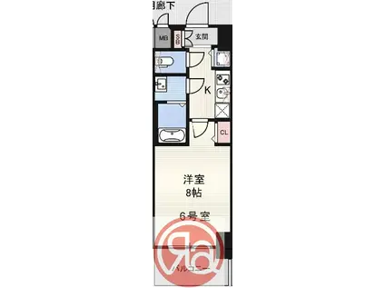 ディクス福島レジデンス(1K/6階)の間取り写真