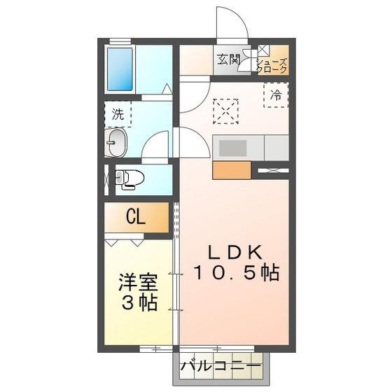 COMODO楠III(1LDK/1階)の間取り写真