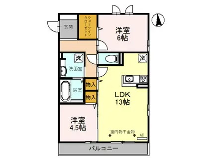 ラ・コリーヌ(2LDK/1階)の間取り写真