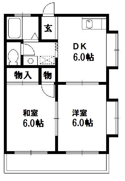 メゾンヨコヤマ(2DK/2階)の間取り写真
