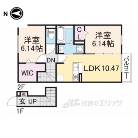 レジデンス天理 五番街(2LDK/2階)の間取り写真