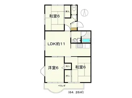 サンフラワー(3LDK/4階)の間取り写真