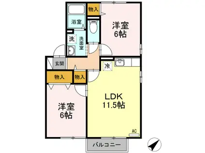 マイルド・フナコシ(2LDK/2階)の間取り写真