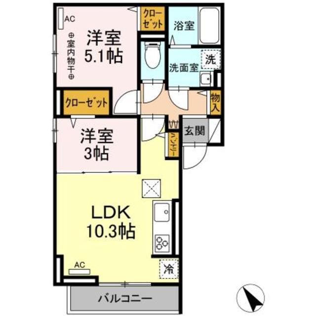 シャトレ町田(2LDK/2階)の間取り写真