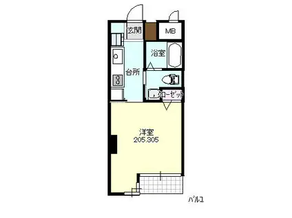 サンパール矢幅(1K/2階)の間取り写真