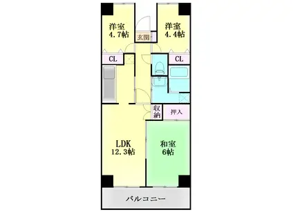 プロスペール谷塚1番館(3LDK/4階)の間取り写真