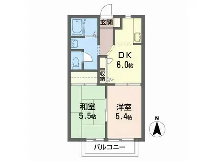 シェーマHONDA(2DK/1階)の間取り写真