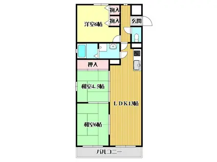 CASA西向日(3LDK/2階)の間取り写真