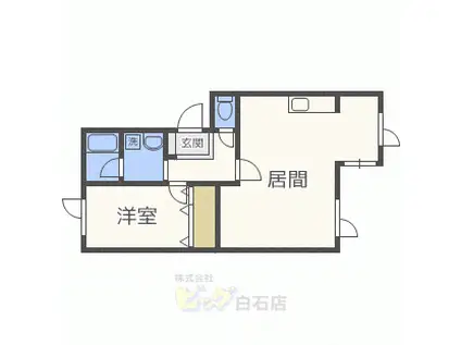 東札幌ハイム(1LDK/1階)の間取り写真