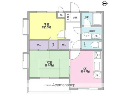 グランコート武蔵小杉(2DK/3階)の間取り写真