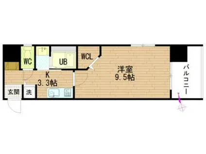 グラビスコート光町(1K/6階)の間取り写真