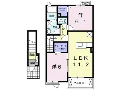 フェリーチェIII(2LDK/2階)の間取り写真