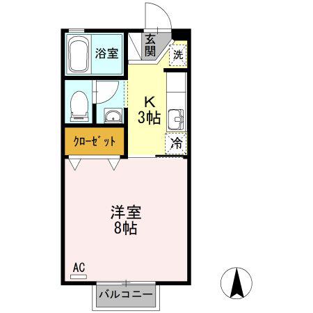 サンハイツB棟(1K/1階)の間取り写真