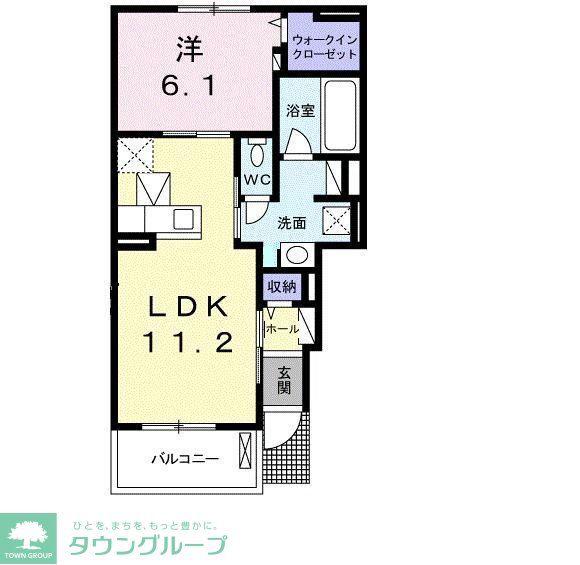 モンテルシールIIB(1LDK/1階)の間取り写真